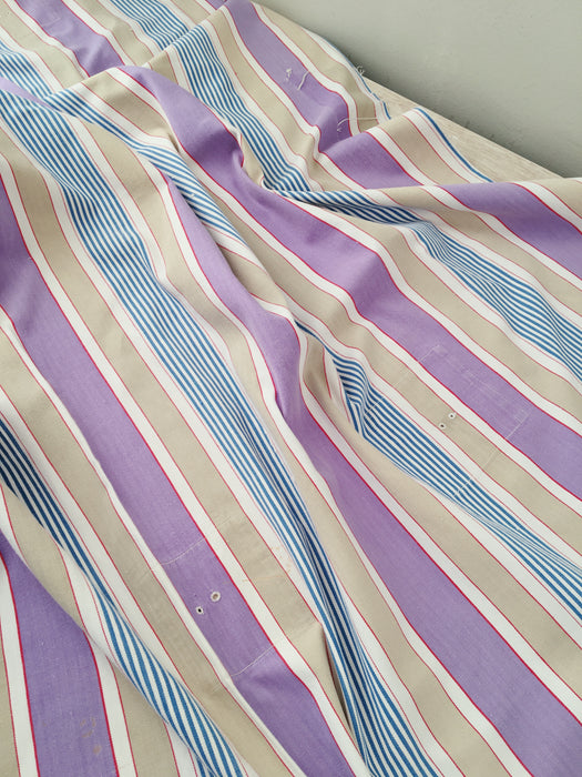 Lilac, blue and beige striped ticking. Spain c.1950 - Lot of 3 pieces