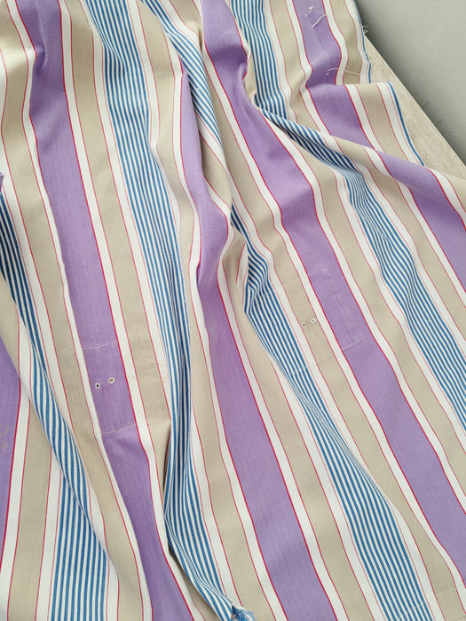 Lilac, blue and beige striped ticking. Spain c.1950 - Lot of 3 pieces