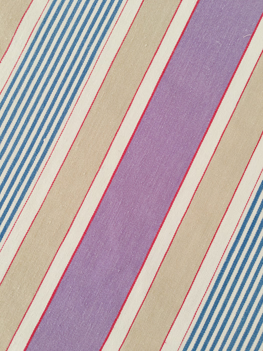 Lilac, blue and beige striped ticking. Spain c.1950 - Lot of 3 pieces