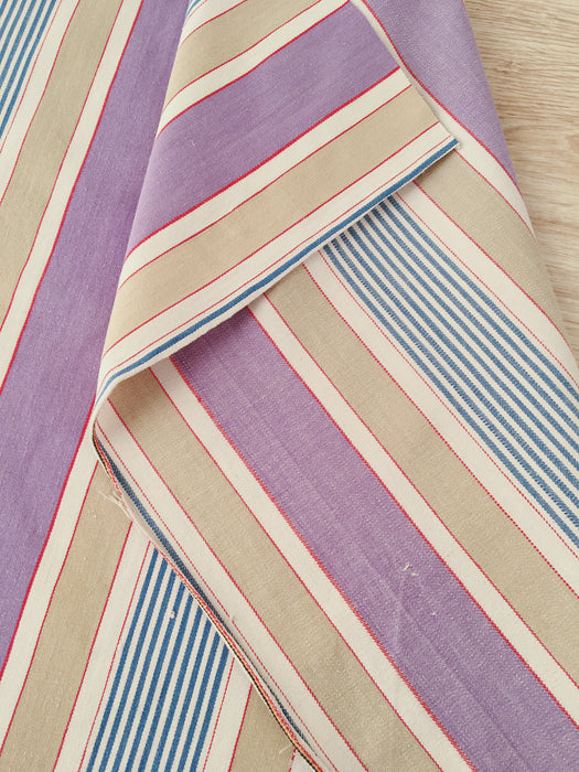 Lilac, blue and beige striped ticking. Spain c.1950 - Lot of 3 pieces