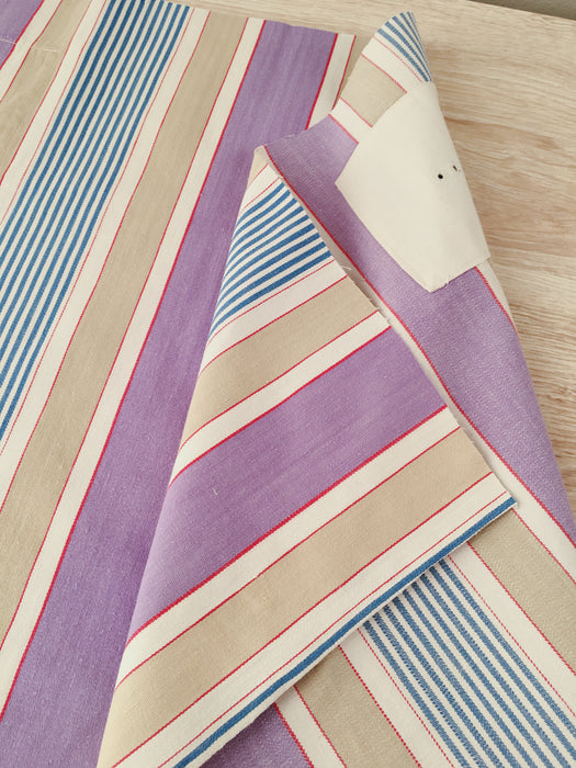 Lilac, blue and beige striped ticking. Spain c.1950 - Lot of 3 pieces
