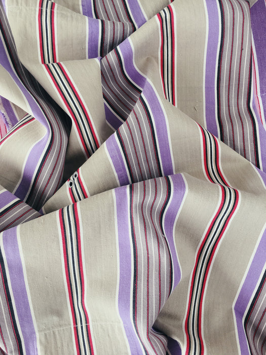 Lilac, blue and beige striped ticking. Spain c.1950 - Lot of 2 pieces