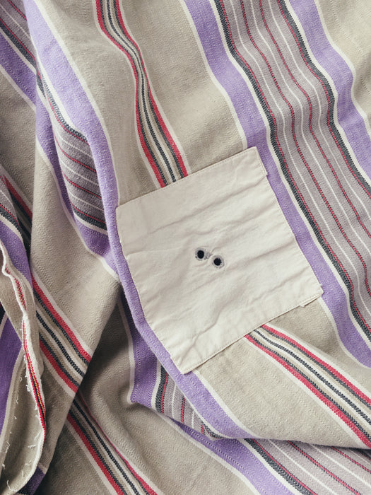 Lilac, blue and beige striped ticking. Spain c.1950 - Lot of 2 pieces