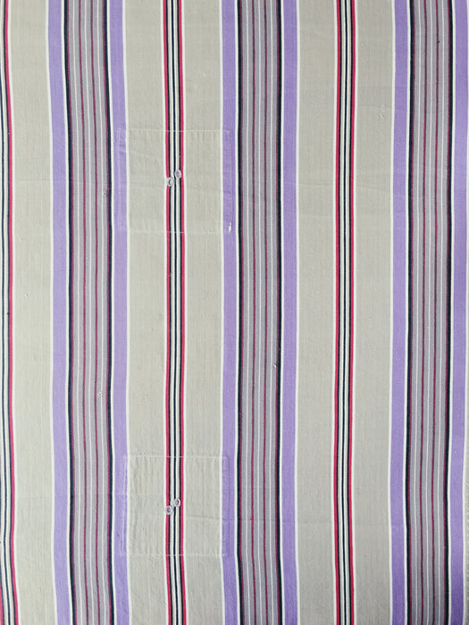 Lilac, blue and beige striped ticking. Spain c.1950 - Lot of 2 pieces