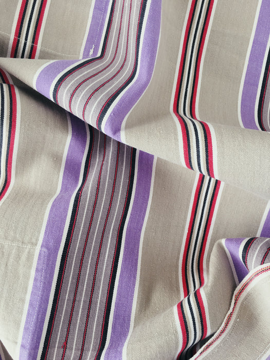 Lilac, blue and beige striped ticking. Spain c.1950 - Lot of 2 pieces