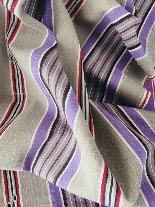 Lilac, blue and beige striped ticking. Spain c.1950 - Lot of 2 pieces