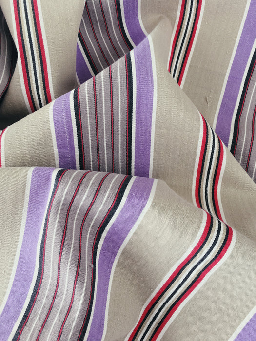 Lilac, blue and beige striped ticking. Spain c.1950 - Lot of 2 pieces