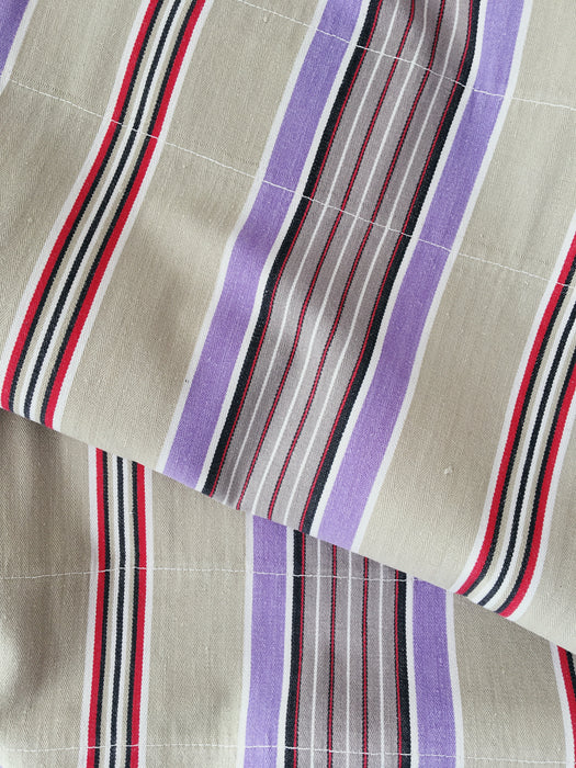 Lilac, blue and beige striped ticking. Spain c.1950 - Lot of 2 pieces