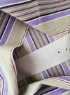 Lilac, blue and beige striped ticking. Spain c.1950 - Lot of 2 pieces