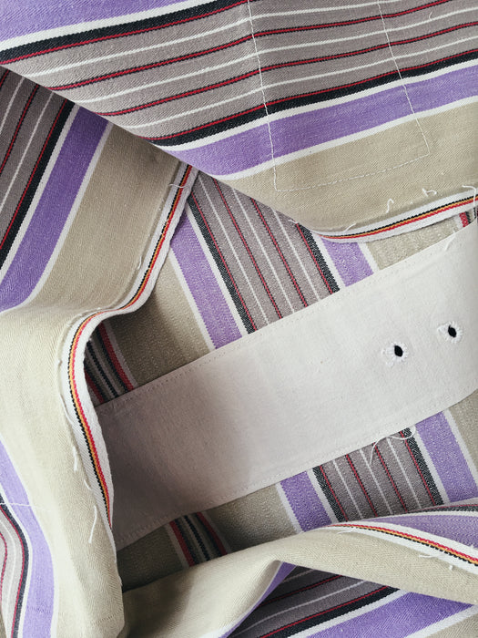 Lilac, blue and beige striped ticking. Spain c.1950 - Lot of 2 pieces