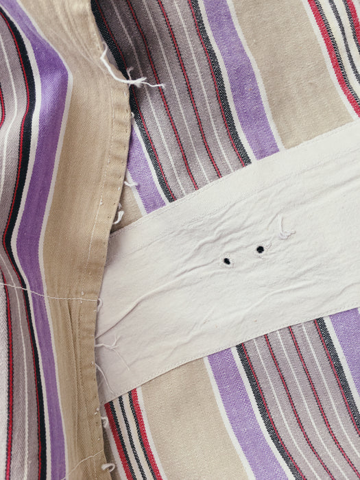 Lilac, blue and beige striped ticking. Spain c.1950 - Lot of 7 pieces