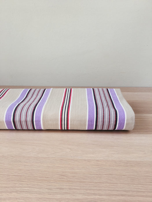 Lilac, blue and beige striped ticking. Spain c.1950 - Lot of 7 pieces