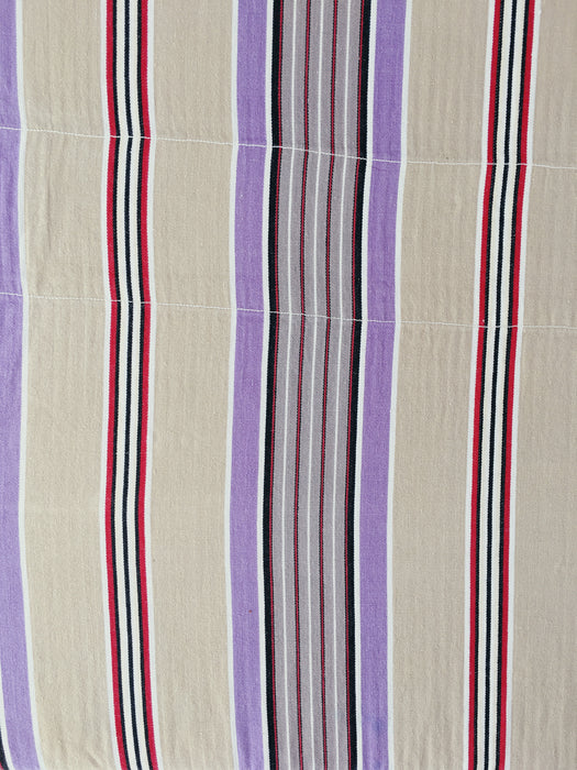 Lilac, blue and beige striped ticking. Spain c.1950 - Lot of 7 pieces