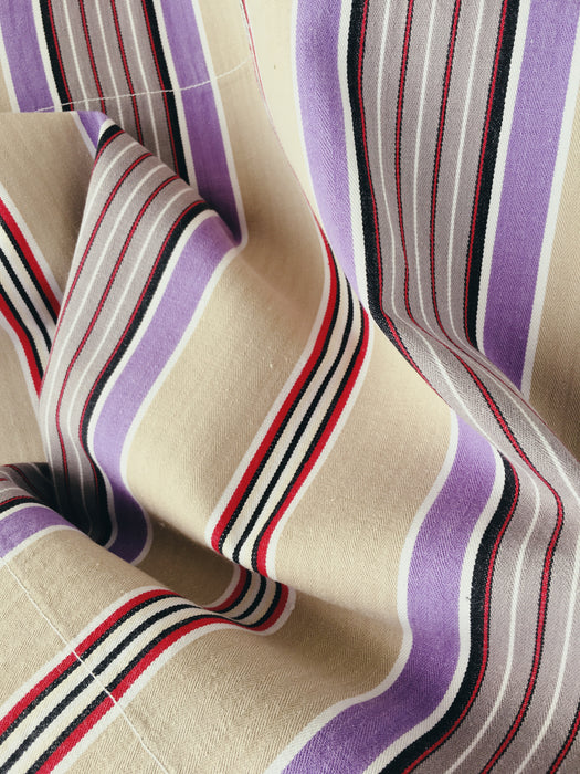 Lilac, blue and beige striped ticking. Spain c.1950 - Lot of 7 pieces
