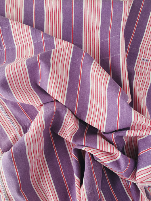 Lilac and pink striped ticking. Spain c.1950 - 130×140 cm
