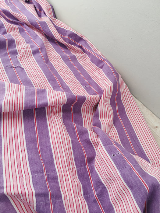 Lilac and pink striped ticking. Spain c.1950 - 130×140 cm
