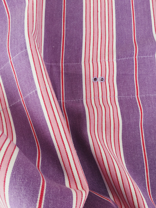 Lilac and pink striped ticking. Spain c.1950 - 130×140 cm