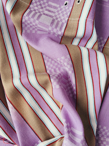 Lilac Stripes Antique European Ticking Fabric Recovered Panels REC-RA-LILA-004 - Ticking Depot