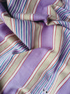 Lilac, blue and beige striped ticking. Spain c.1950 - 55×100 cm