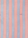 Orange and light gray striped and checked ticking. Spain c.1940 - 37×130 cm