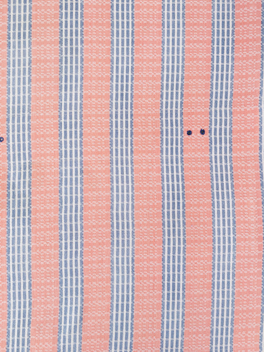 Orange and light gray striped and checked ticking. Spain c.1940 - 37×130 cm