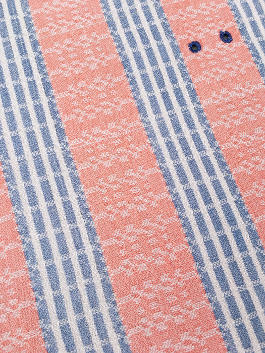 Orange and light gray striped and checked ticking. Spain c.1940 - 37×130 cm