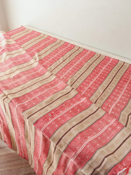 Beige and orange striped ticking. Extra soft. Spain c.1940 - Lot of 3 pieces