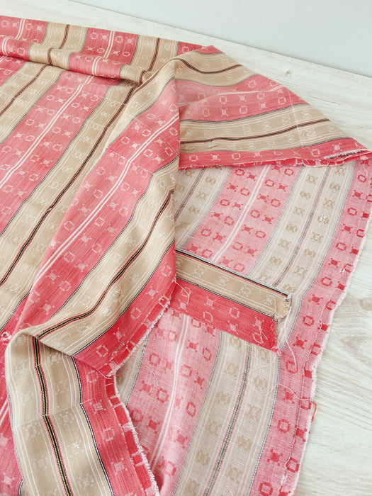 Beige and orange striped ticking. Extra soft. Spain c.1940 - Lot of 3 pieces