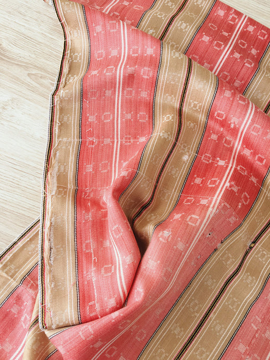 Beige and orange striped ticking. Extra soft. Spain c.1940 - Lot of 3 pieces