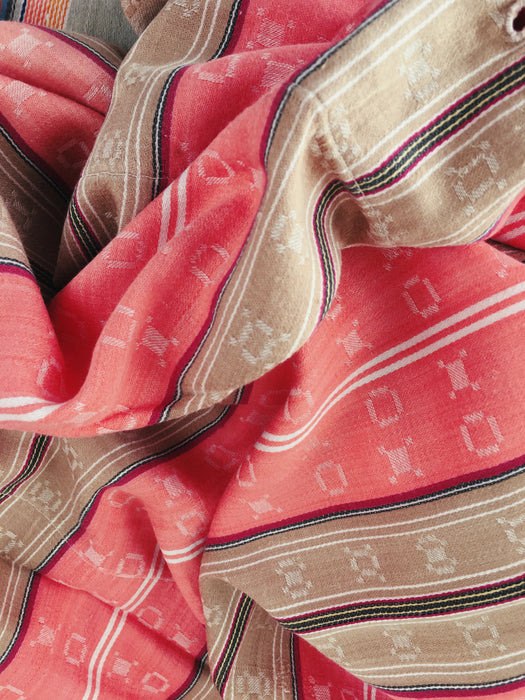 Beige and orange striped ticking. Extra soft. Spain c.1940 - Lot of 3 pieces