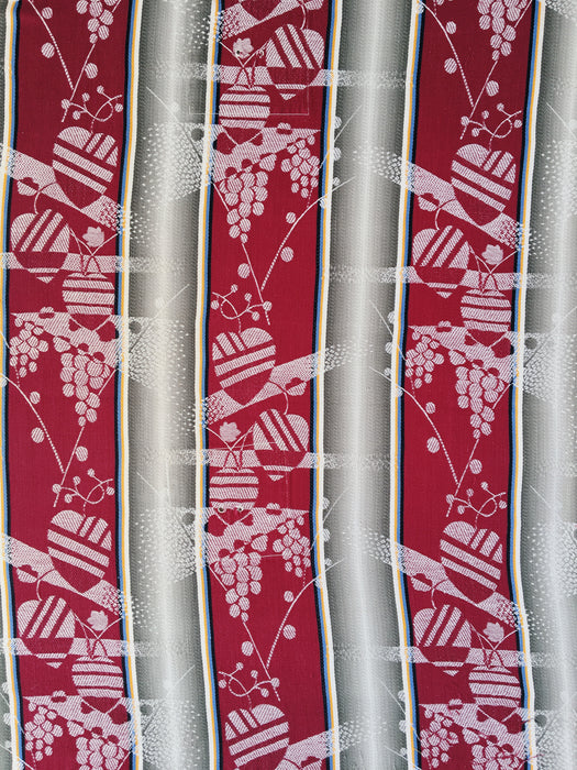 Ticking mix of jacquard and stripes in burgundy and gray. Spain c.1940 - Lot of 2 pieces