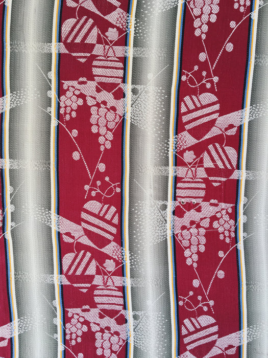 Ticking mix of jacquard and stripes in burgundy and gray. Spain c.1940 - Lot of 2 pieces