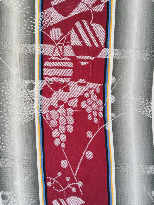 Ticking mix of jacquard and stripes in burgundy and gray. Spain c.1940 - Lot of 2 pieces