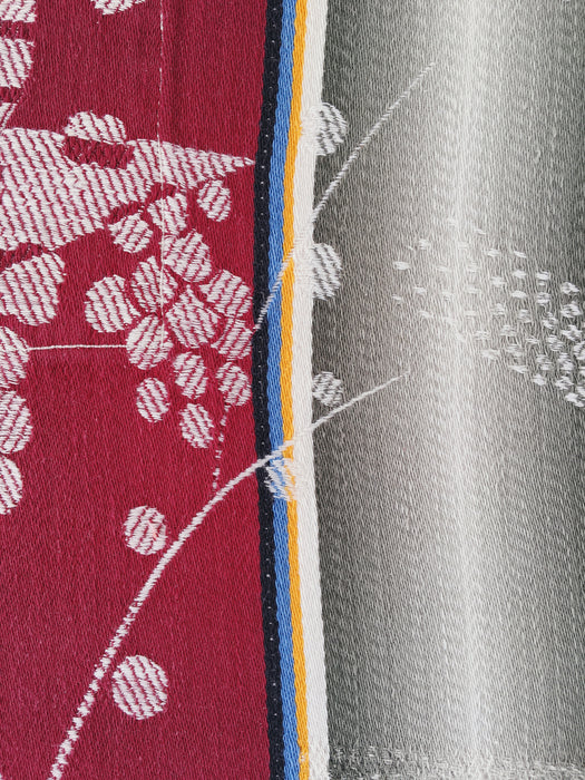 Ticking mix of jacquard and stripes in burgundy and gray. Spain c.1940 - Lot of 2 pieces