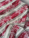 Ticking mix of jacquard and stripes in burgundy and gray. Spain c.1940 - Lot of 2 pieces