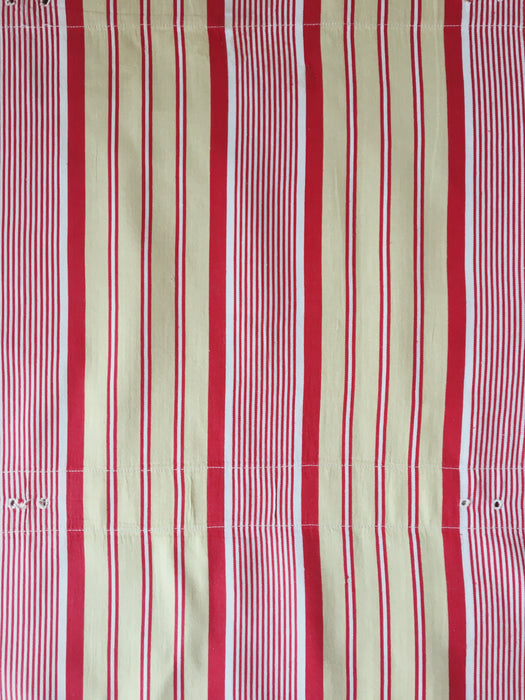 DISTRESSED - Ticking in beige, yellow and red stripes. Spain c.1950 - Lot of 4 pieces