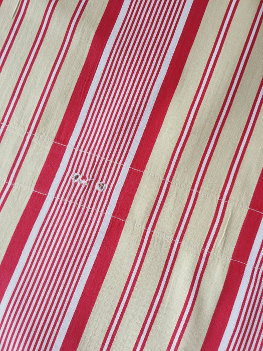 DISTRESSED - Ticking in beige, yellow and red stripes. Spain c.1950 - Lot of 4 pieces