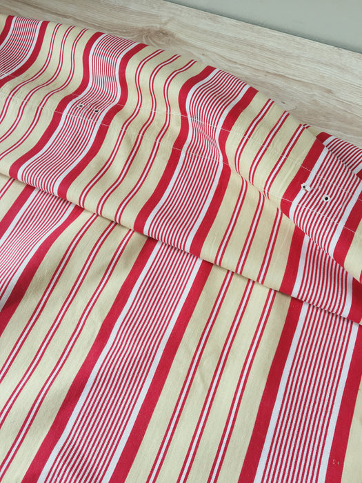 DISTRESSED - Ticking in beige, yellow and red stripes. Spain c.1950 - Lot of 4 pieces