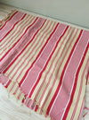 DISTRESSED - Ticking in beige, yellow and red stripes. Spain c.1950 - Lot of 4 pieces