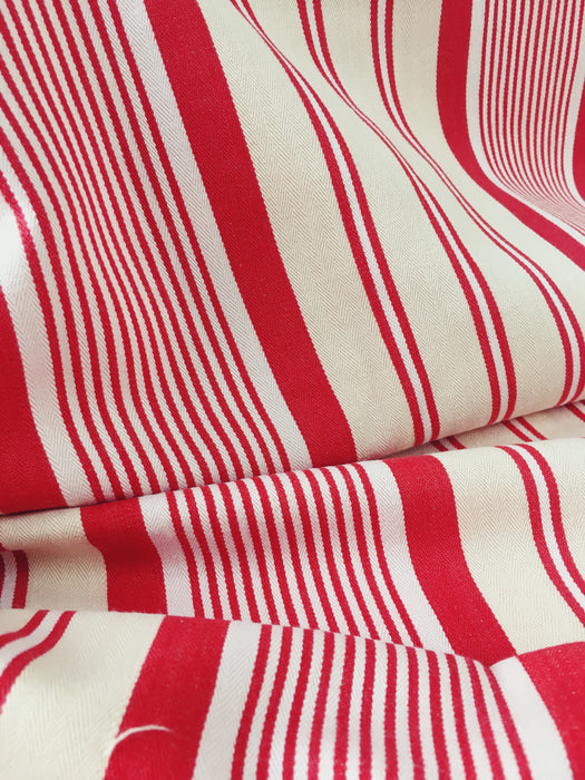 Ticking in beige, yellow and red stripes. Spain c.1950 - Lot of 3 pieces