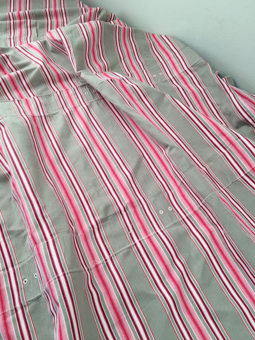 Ticking in beige, pink and red stripes. Spain c.1950 - 48×166 cm