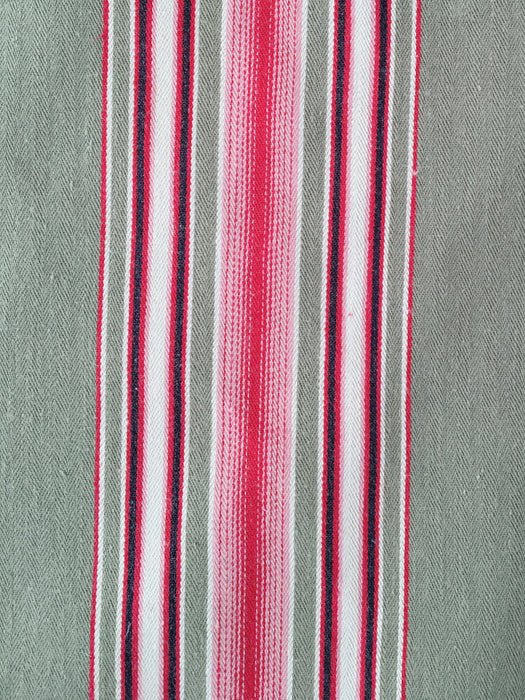 Ticking in beige, pink and red stripes. Spain c.1950 - 48×166 cm