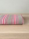 Ticking in beige, pink and red stripes. Spain c.1950 - 48×166 cm