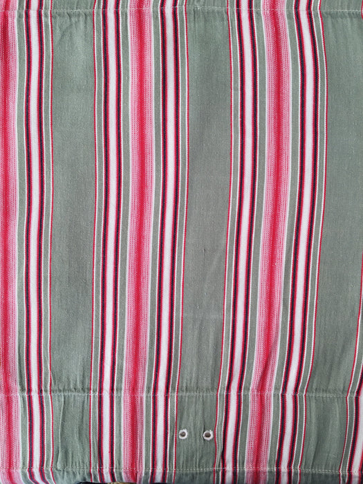 Ticking in beige, pink and red stripes. Spain c.1950 - 48×166 cm