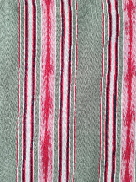 Ticking in beige, pink and red stripes. Spain c.1950 - 48×166 cm