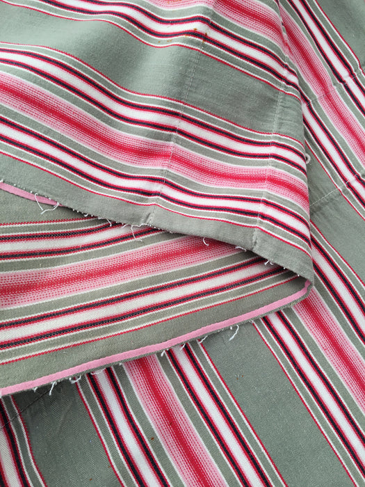 Ticking in beige, pink and red stripes. Spain c.1950 - 48×166 cm