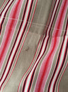 Ticking in beige, pink and red stripes. Spain c.1950 - 122×154 cm 