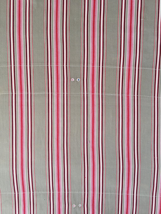 Ticking in beige, pink and red stripes. Spain c.1950 - 122×154 cm 