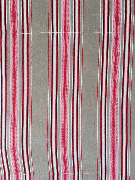 Ticking in beige, pink and red stripes. Spain c.1950 - 122×154 cm 