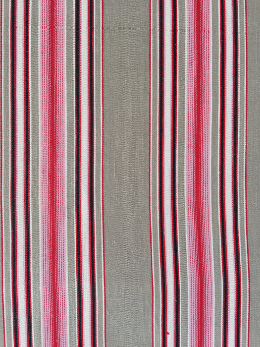 Ticking in beige, pink and red stripes. Spain c.1950 - 122×154 cm 